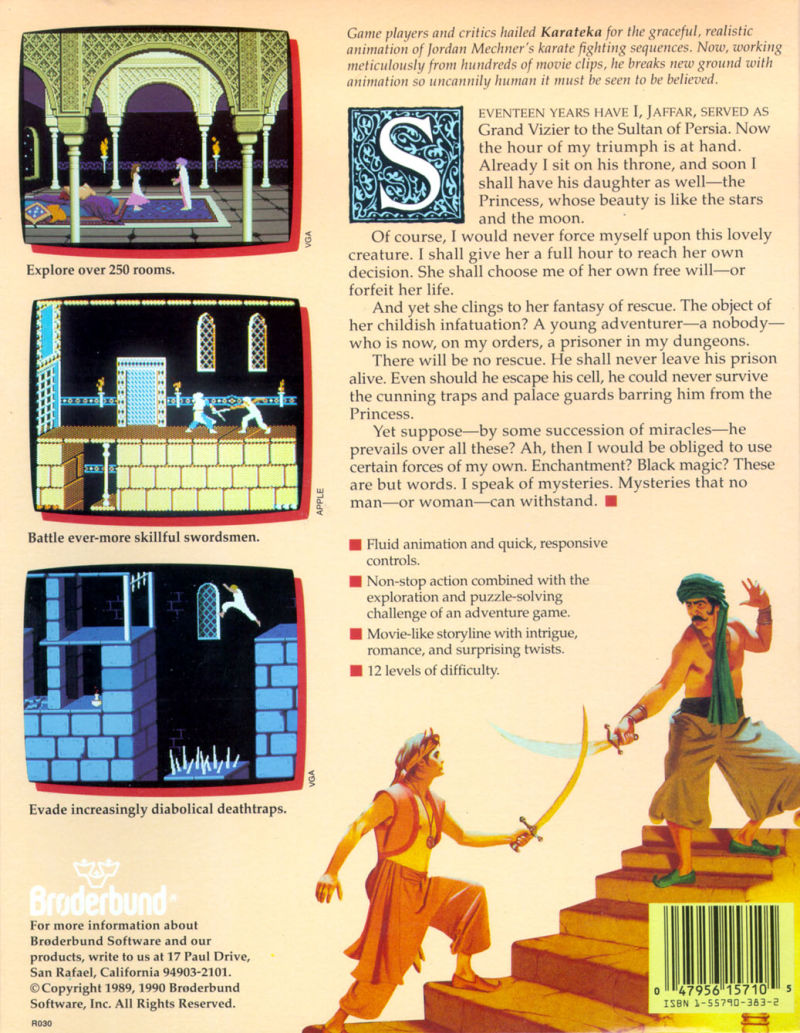 Prince of Persia (1990) - zadn CD obal
