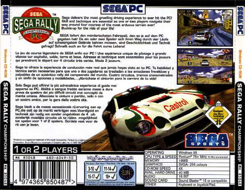 Sega Rally Championship - zadn CD obal