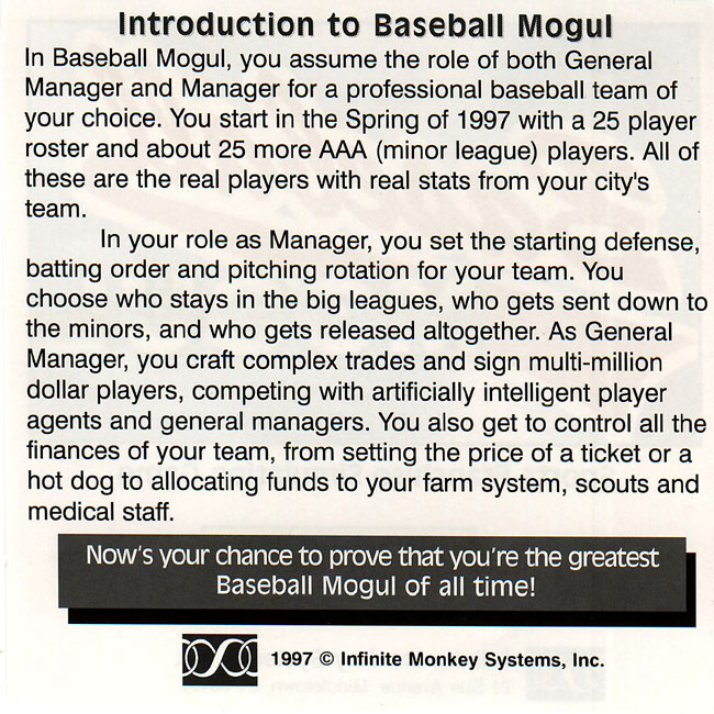 Baseball Mogul - predn vntorn CD obal