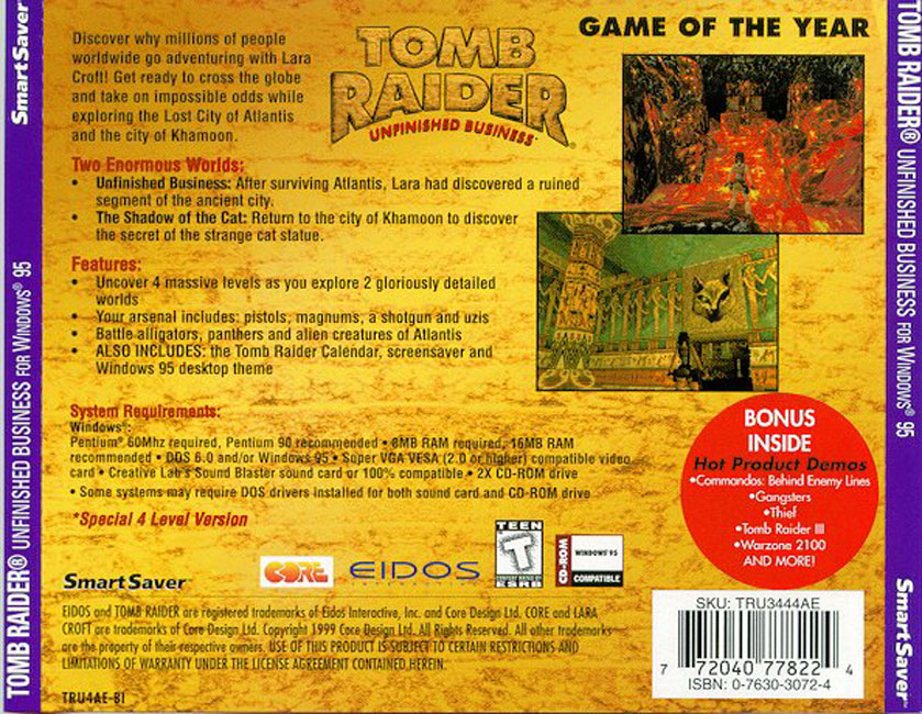 Tomb Raider: Unfinished Business - zadn CD obal