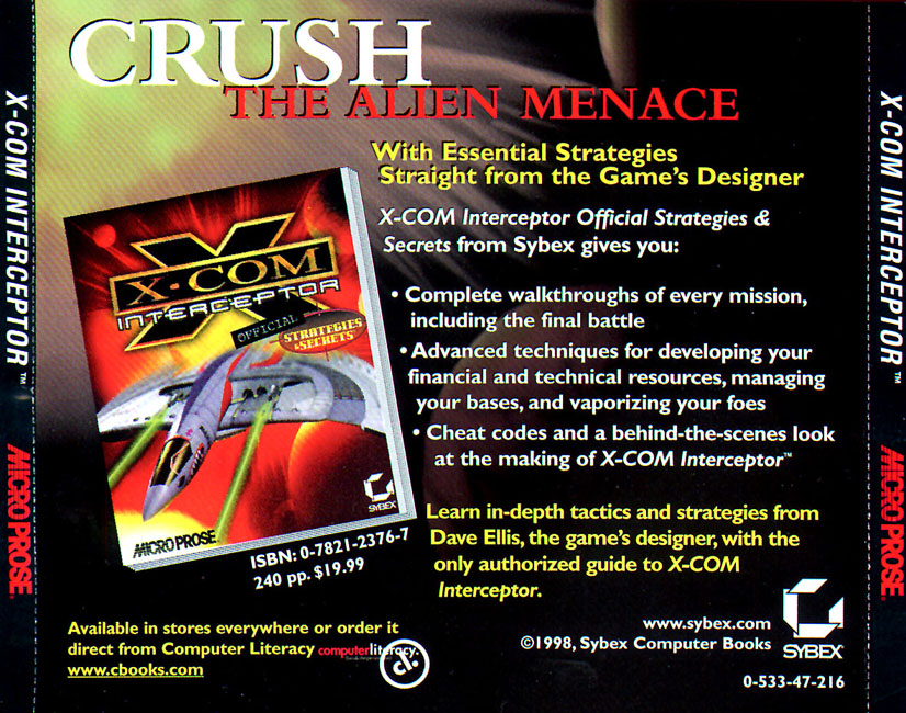 X-COM: Interceptor - zadn CD obal