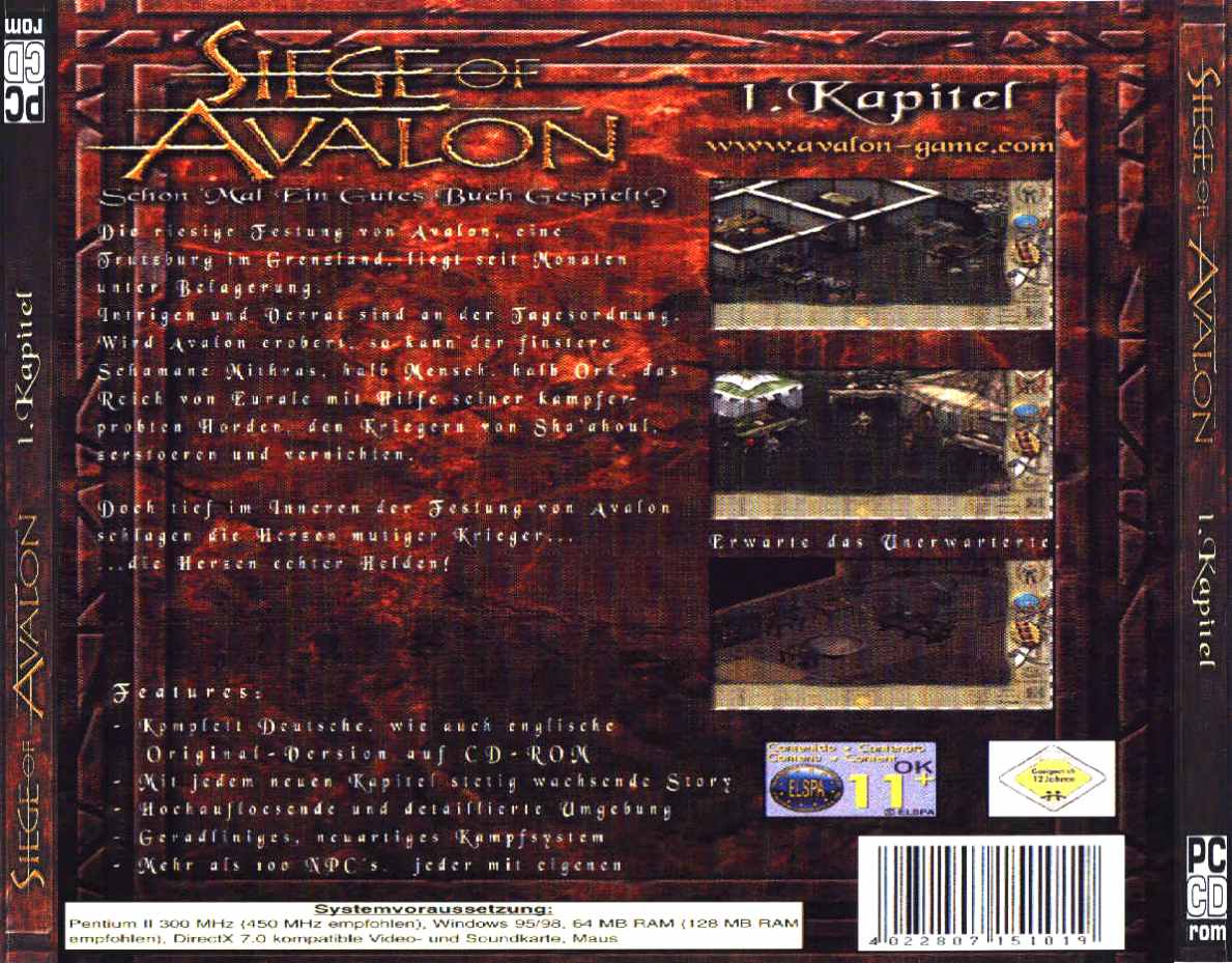 Siege of Avalon 1 - zadn CD obal