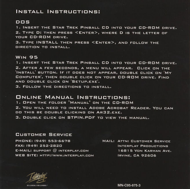 Star Trek Pinball - predn vntorn CD obal