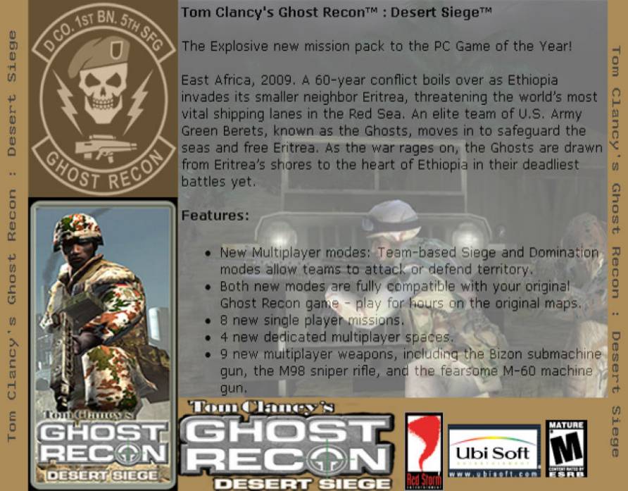 Ghost Recon: Desert Siege - zadn CD obal