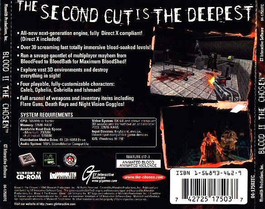 Blood 2: The Chosen - zadn CD obal