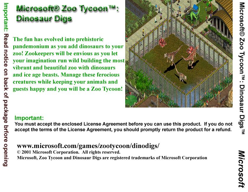 Zoo Tycoon: Dinosaur Digs - zadn CD obal