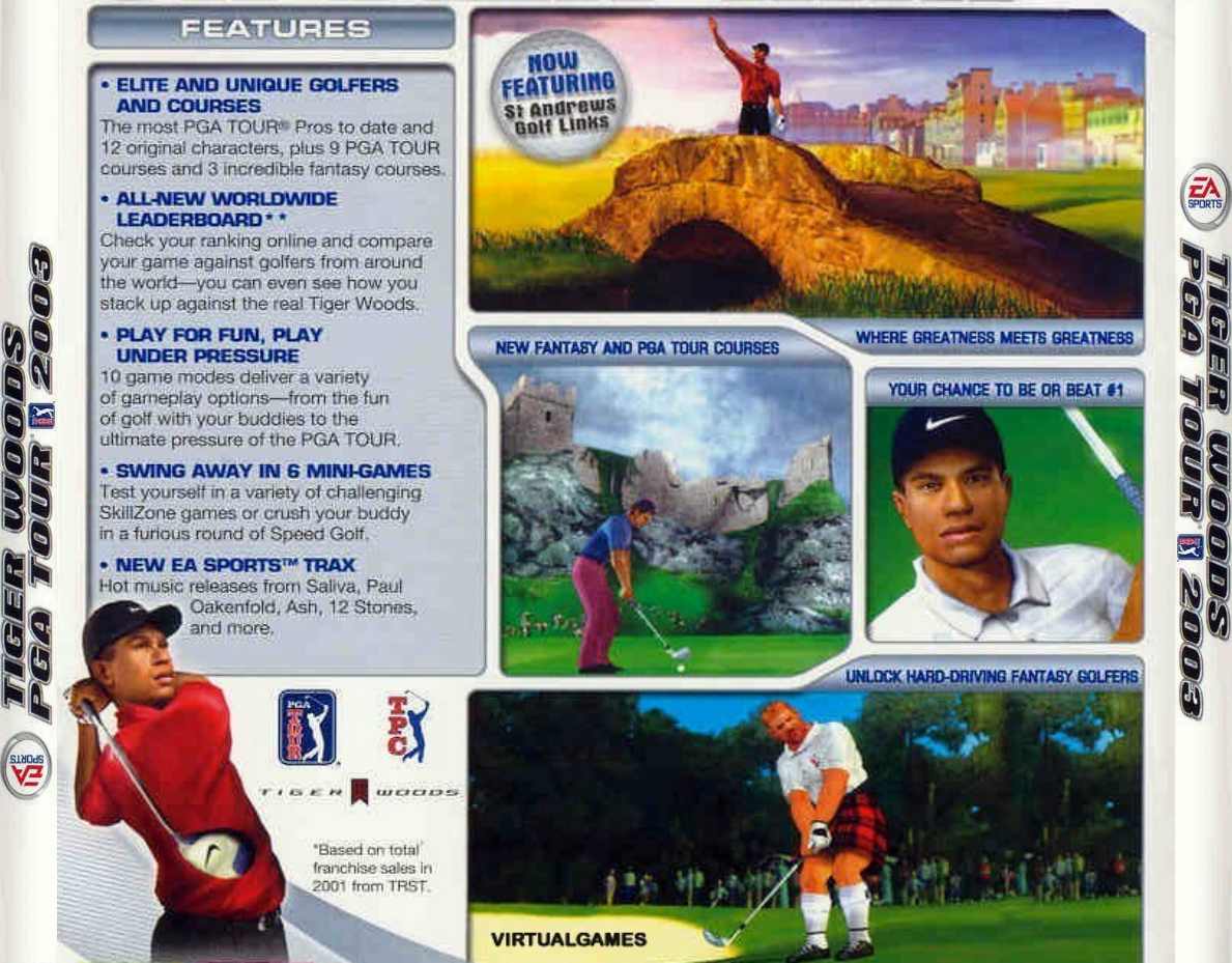 Tiger Woods PGA Tour 2003 - zadn CD obal