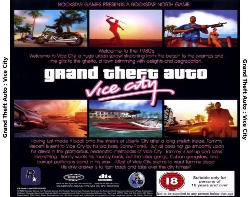 Grand Theft Auto: Vice City - zadný CD obal