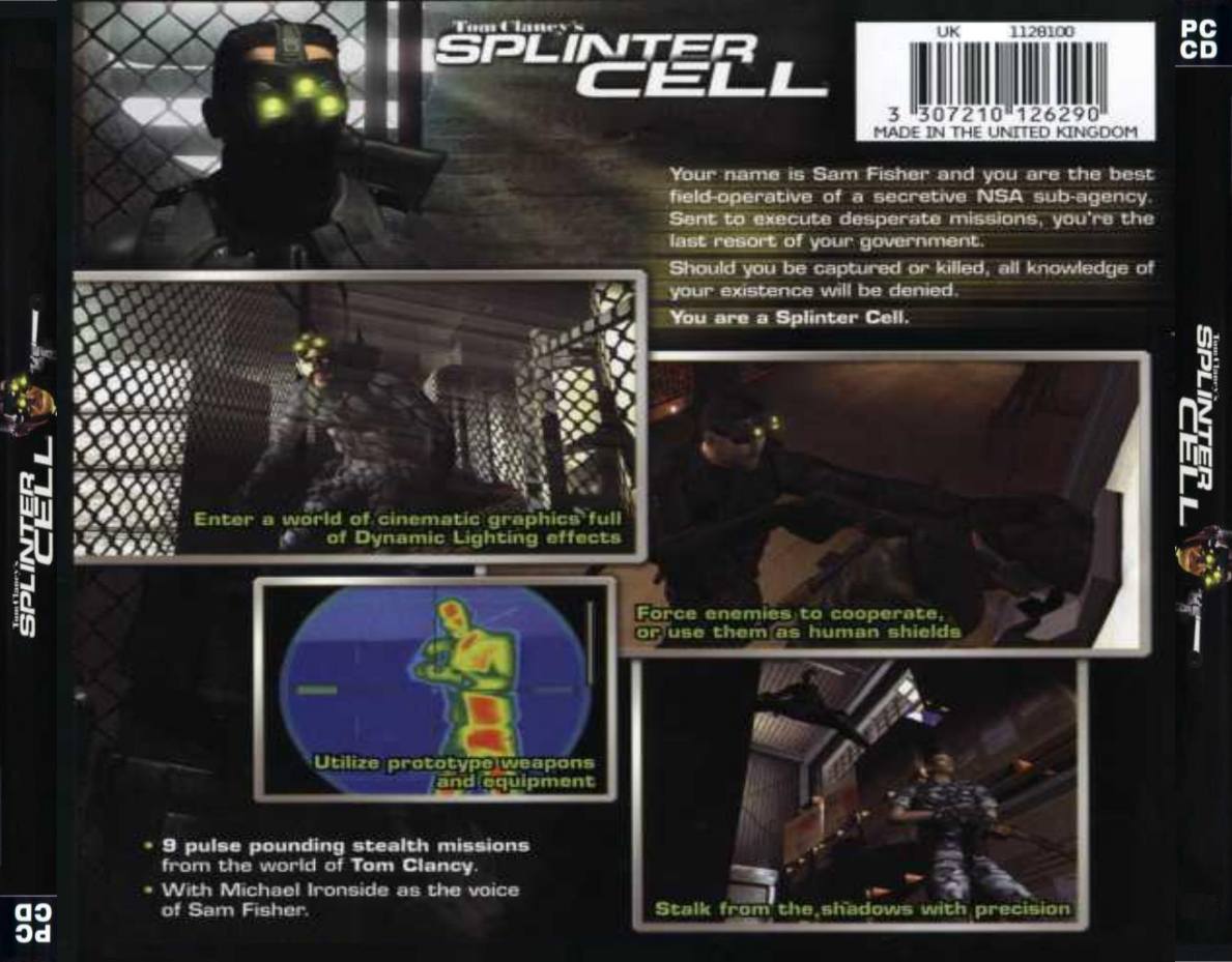 Splinter Cell - zadn CD obal