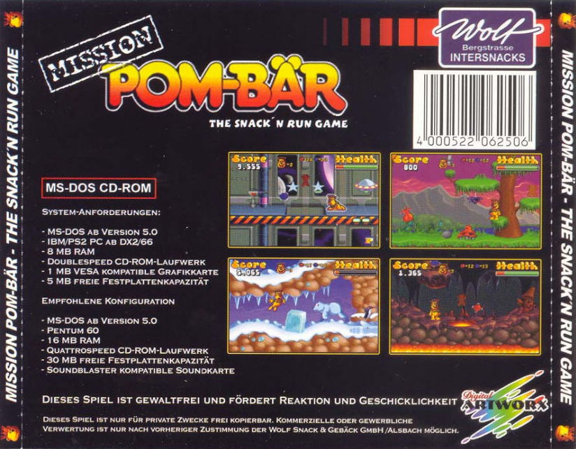 Mission Pom-baer - The Snack'n Run Game - zadn CD obal