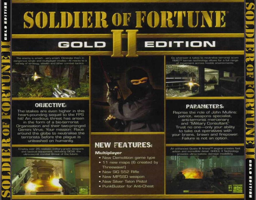 Soldier of Fortune 2: Gold Edition - zadn CD obal