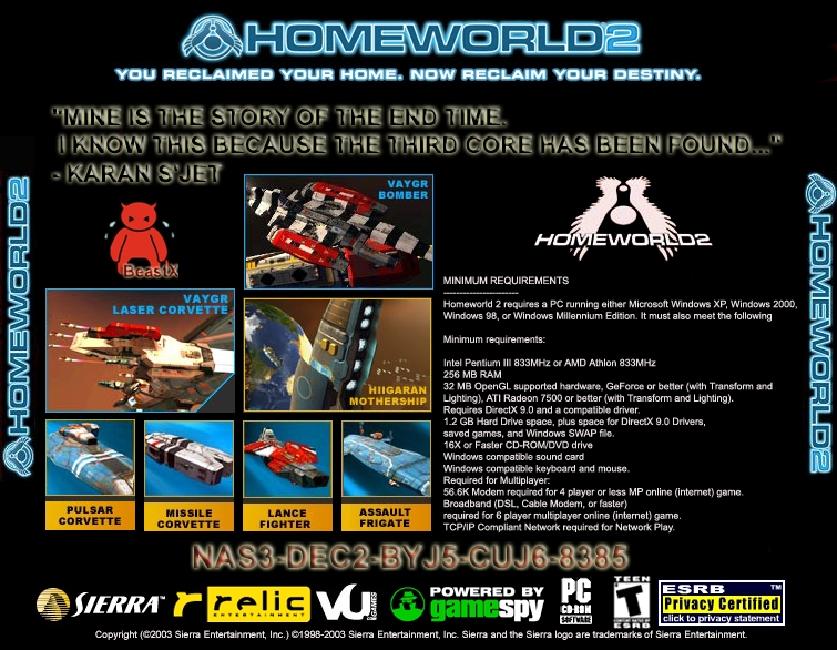 Homeworld 2 - zadn CD obal