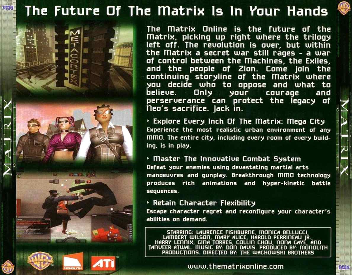 The Matrix Online - zadn CD obal