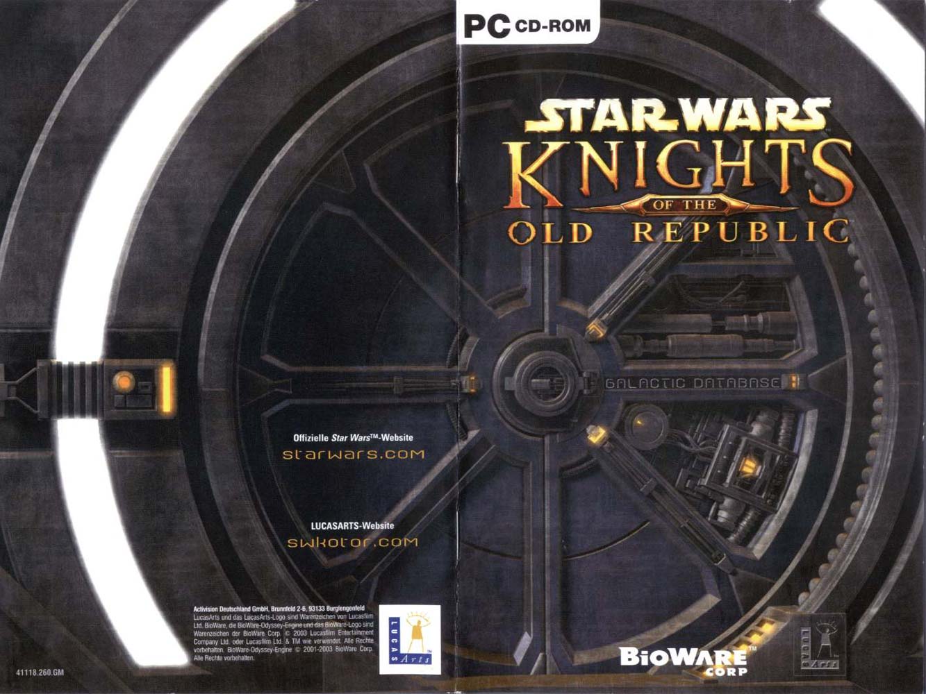 Star Wars: Knights of the Old Republic - zadn vntorn CD obal