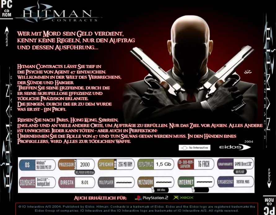 Hitman 3: Contracts - zadn CD obal