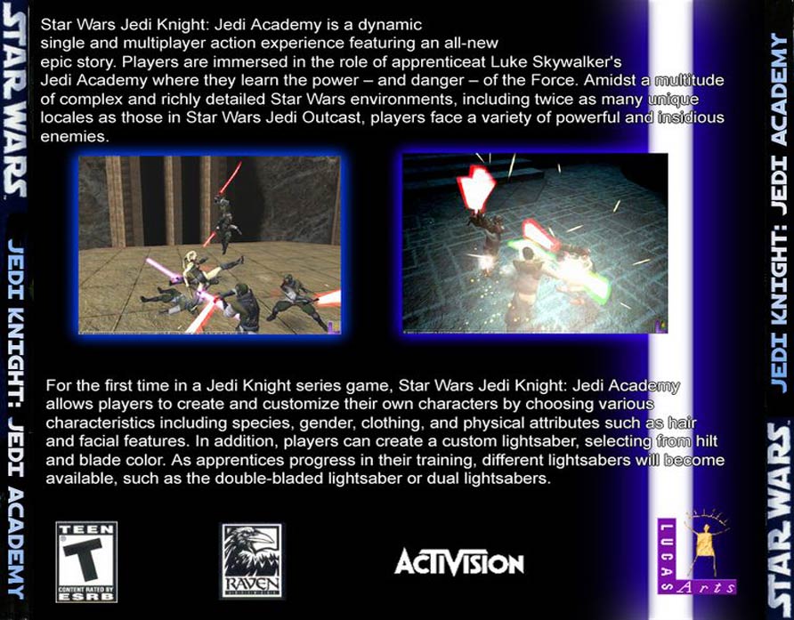 Star Wars: Jedi Knight: Jedi Academy - zadn CD obal