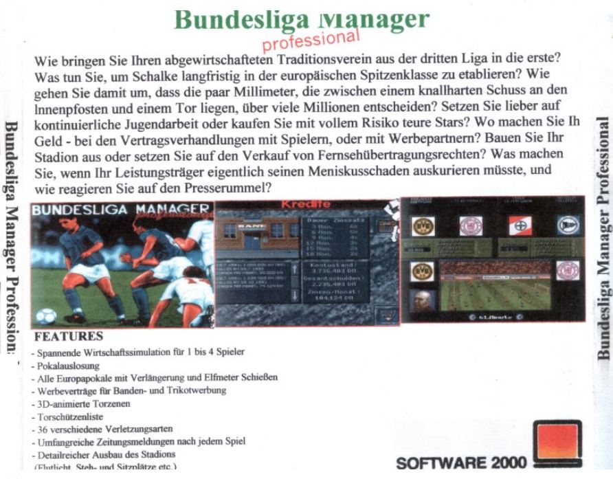 Bundesliga Manager: Professional - zadn CD obal