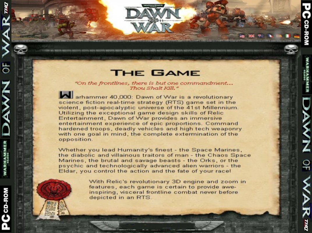 Warhammer 40000: Dawn of War - zadn CD obal 2