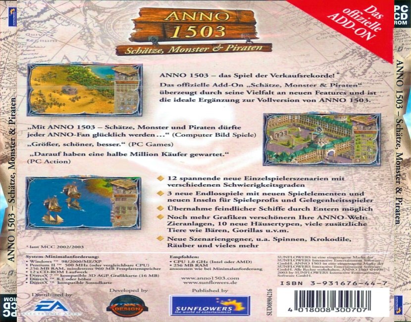 Anno 1503: Treasures, Monsters and Pirates - zadn CD obal