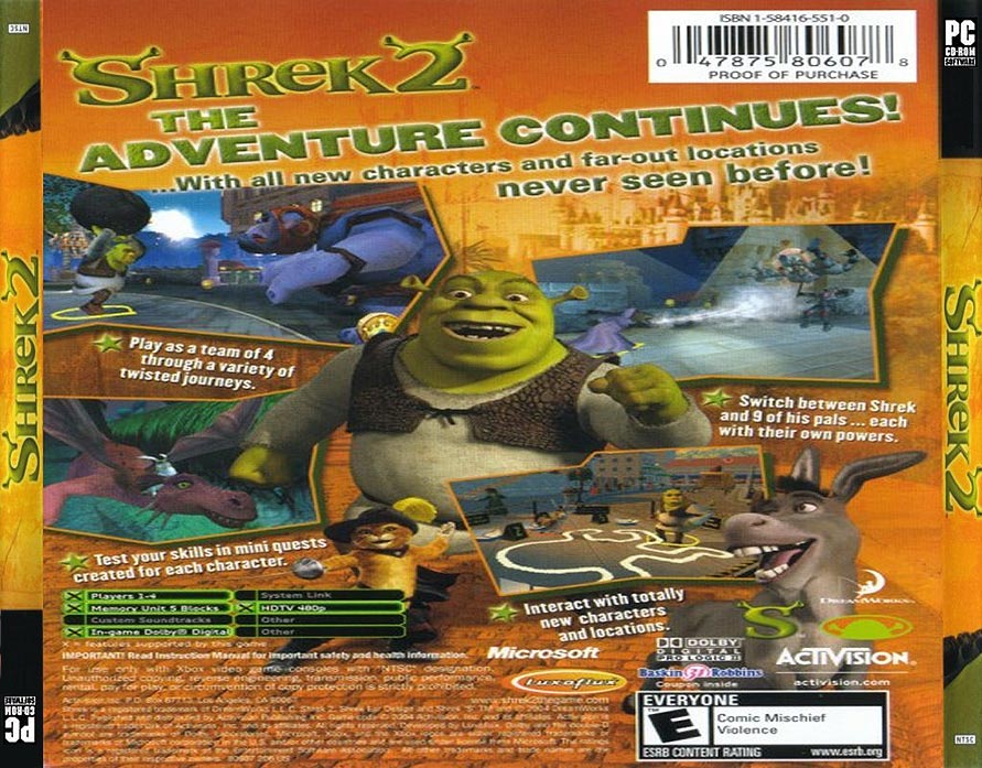 Shrek 2: The Game - zadn CD obal
