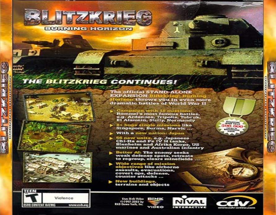 Blitzkrieg: Burning Horizon - zadn CD obal