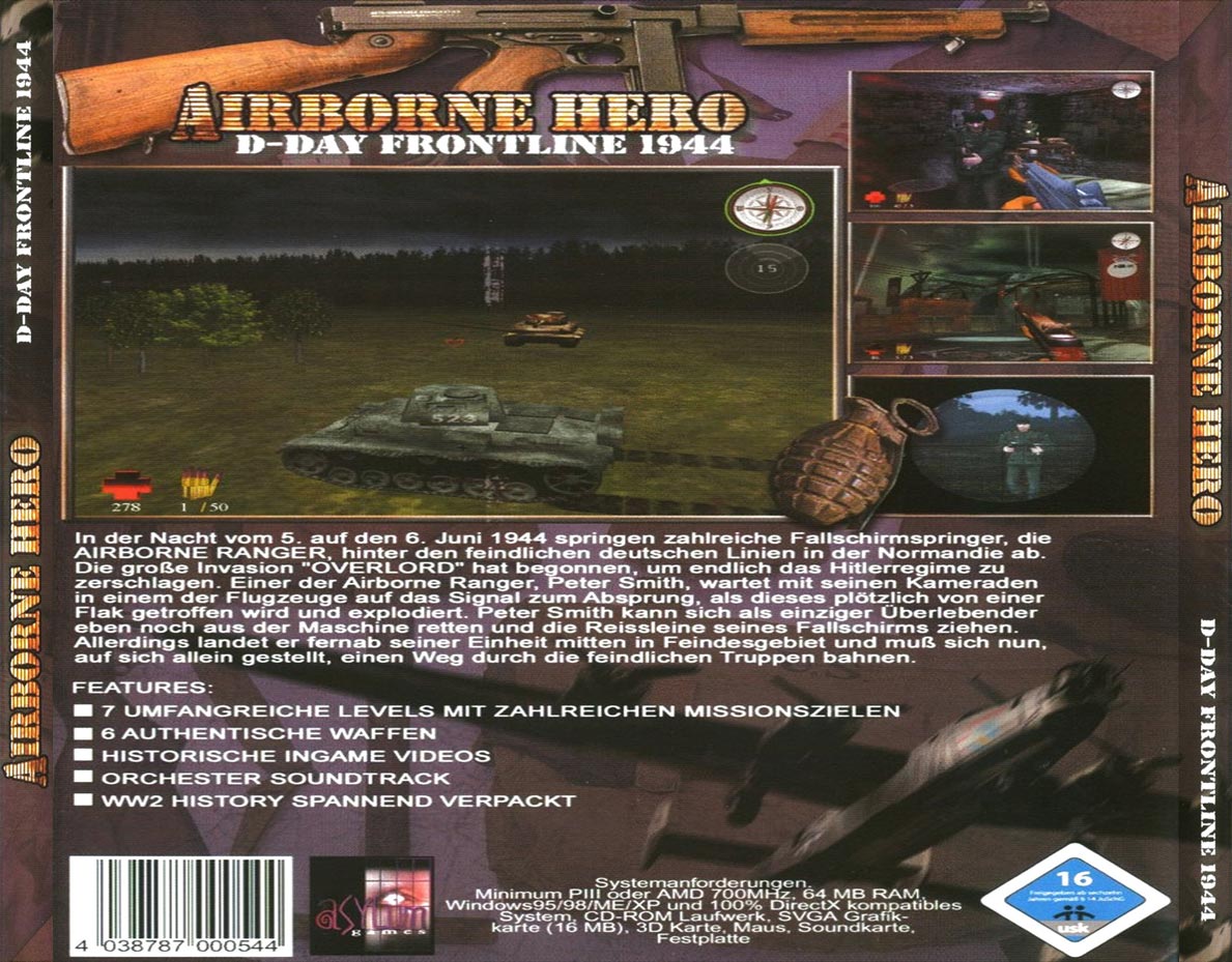 Airborne Hero: D-Day Frontline 1944 - zadn CD obal