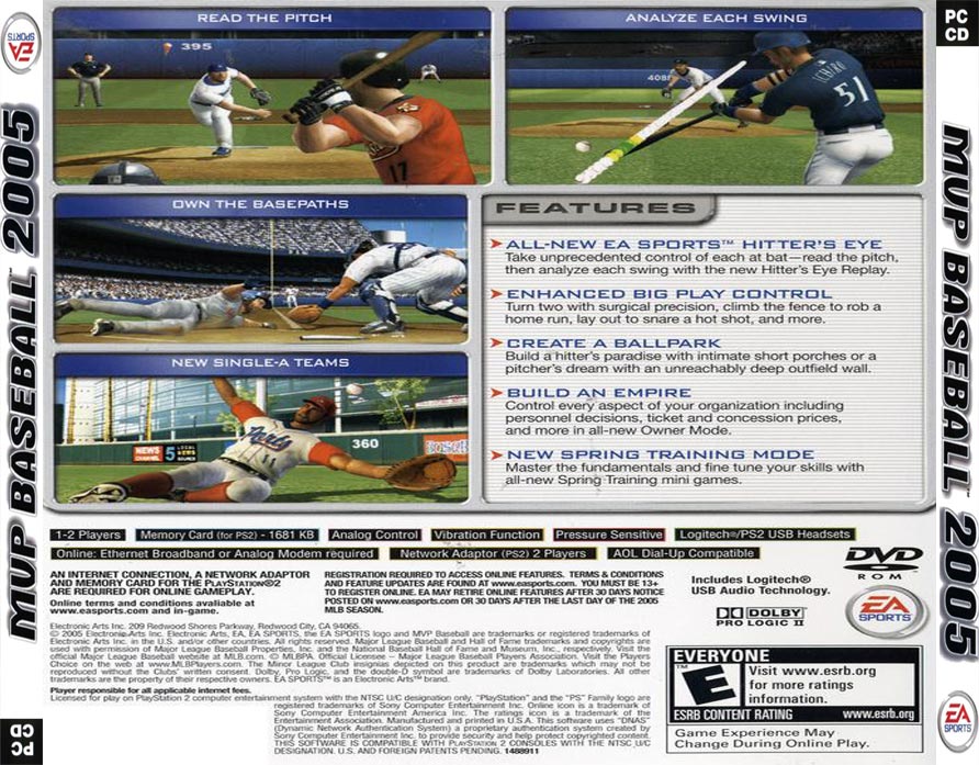MVP Baseball 2005 - zadn CD obal