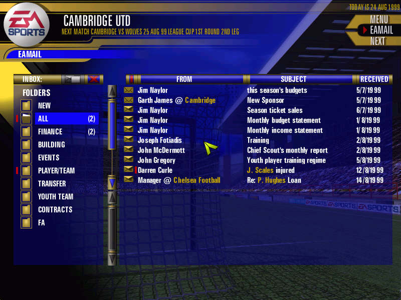 F.A. Premier League Football Manager 2000 - screenshot 5